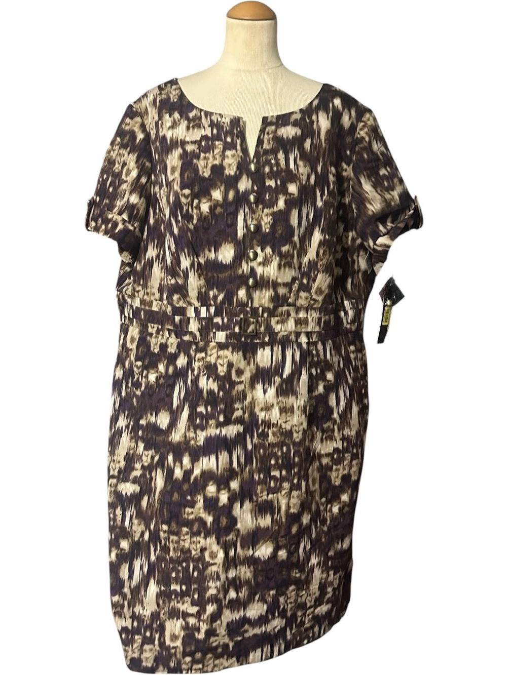 Alex Marie Tessie Ikat Print Sheath Dress NWT Autumn Sunset Size 20W